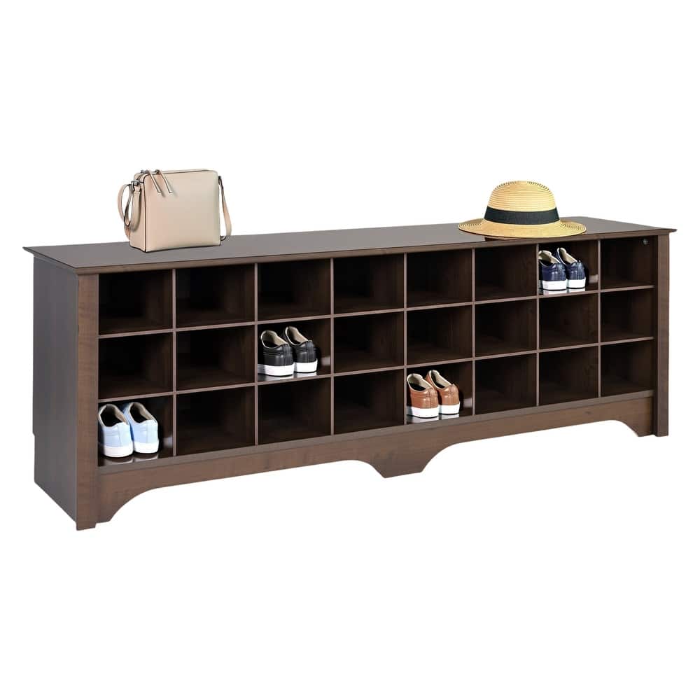 Prepac 24 pair Shoe Storage Cubby Bench, Multiple Finishes