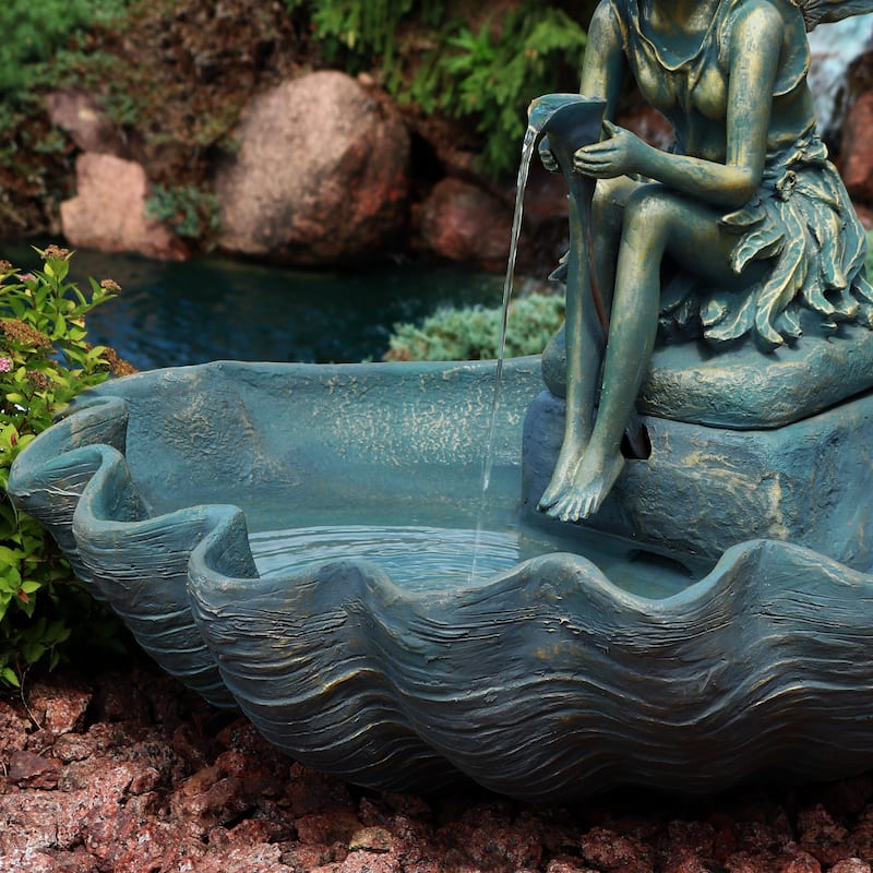 Fairy Shell Outdoor Water Fountain Garden & Backyard Feature - 30"