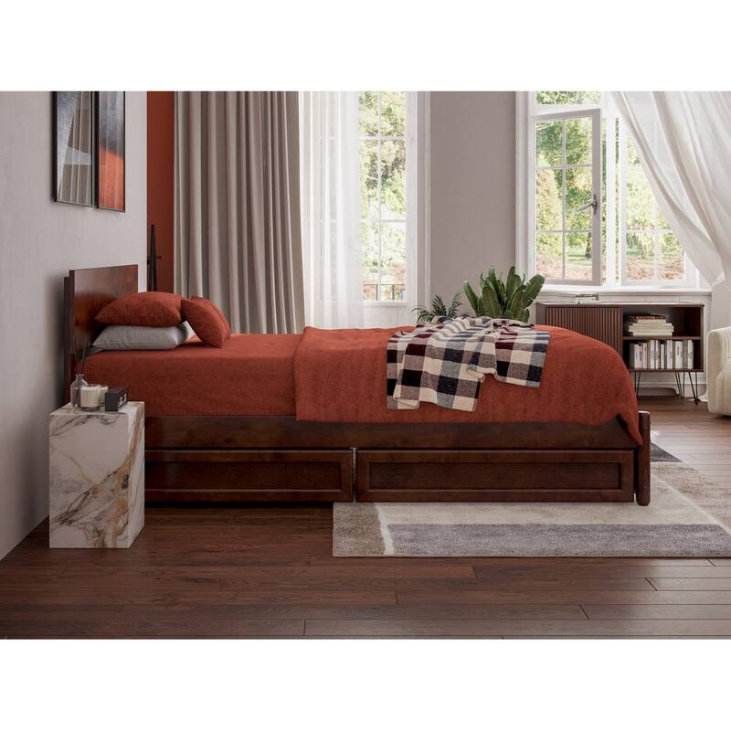 Wesley Platform Bed with Panel Footboard and Storage Drawers