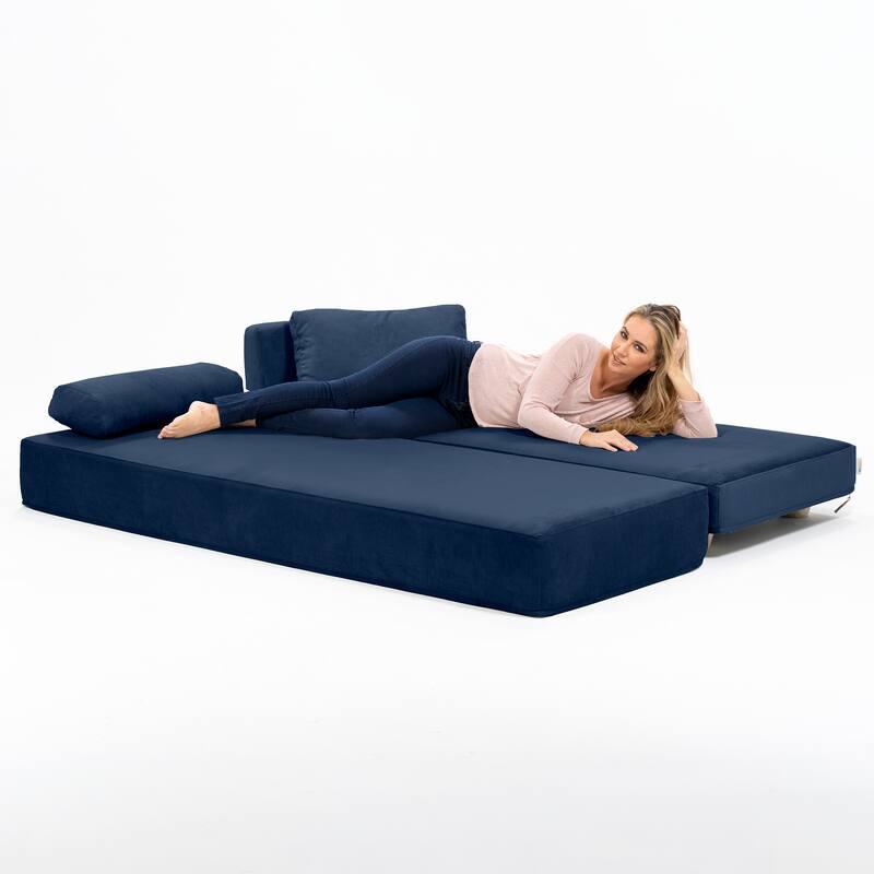 Jaxx Balshan Cushioned Micro-velvet Convertible Chaise Lounge Daybed