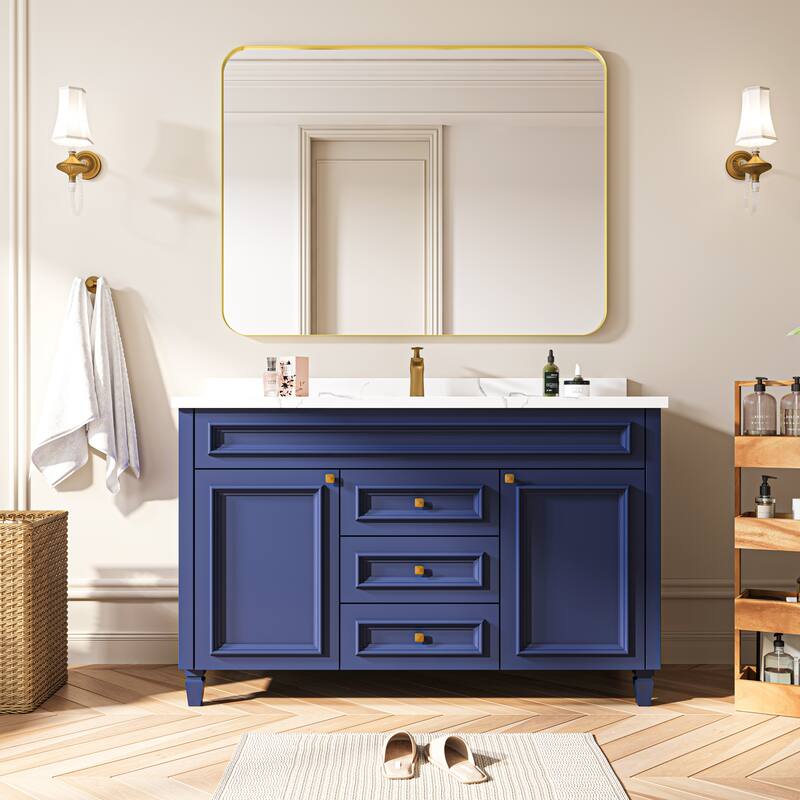 Organnice Rectangular Aluminum Frame Vanity Bathroom Mirror with Clear Glass