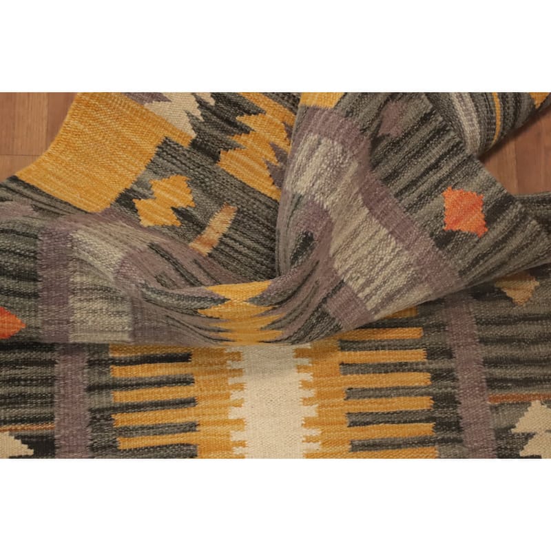 Hand Woven Oriental 100% Wool Carpet Southwestern Tribal Multi-Colored Kilim Runner Rug - 7' 9'' X 2' 0''