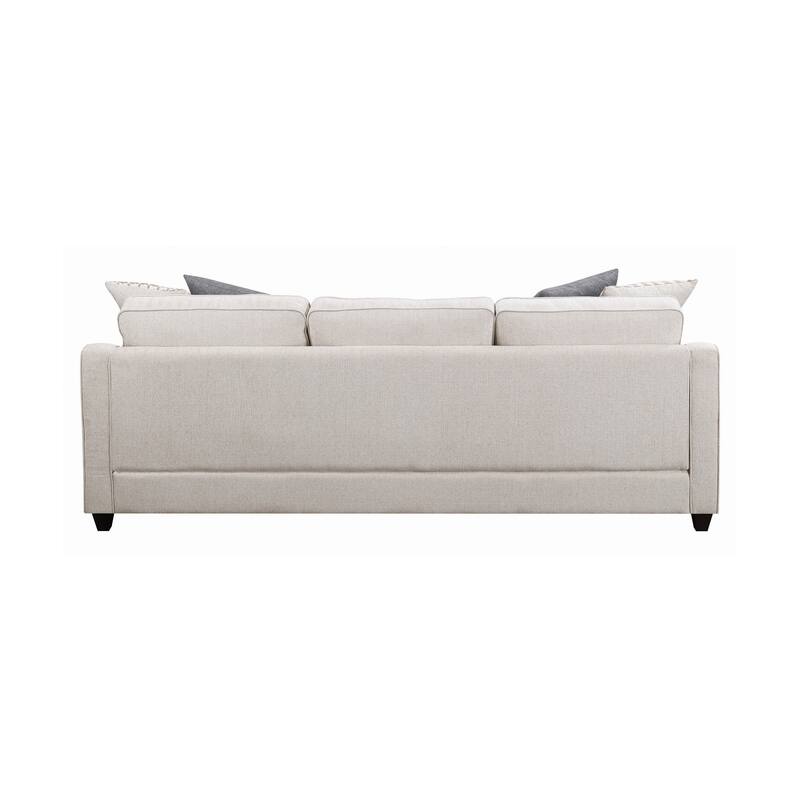 L Shaped Fabric Sectional with Reversible Chaise and Tapered Legs, Cream