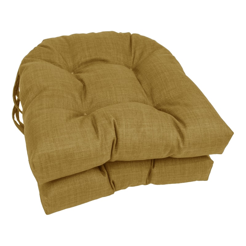 16-inch U-shaped Indoor/ Outdoor Chair Cushion (Set of 2) - 16" x 16" - Wheat