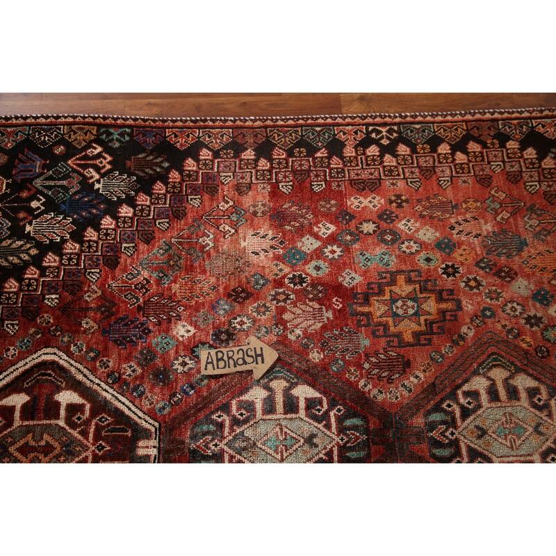 Tribal Geometric Shiraz Persian Vintage Area Rug Handmade Wool Carpet - 5'3"x 8'1"