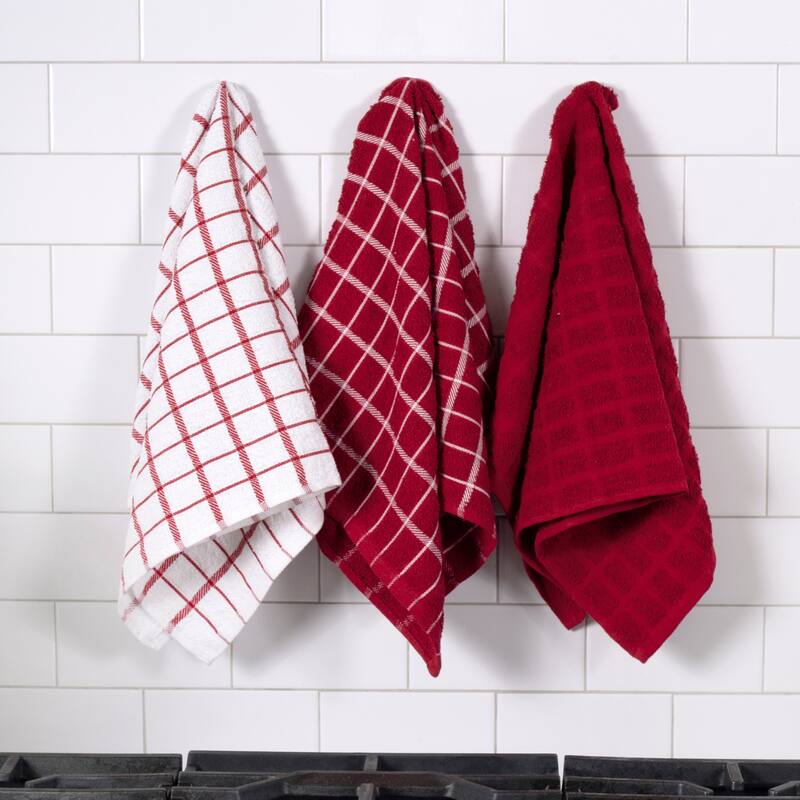 Ritz 3-Pack Terry Check Kitchen Towel and 6-Pack Terry Check Dish Cloth Set