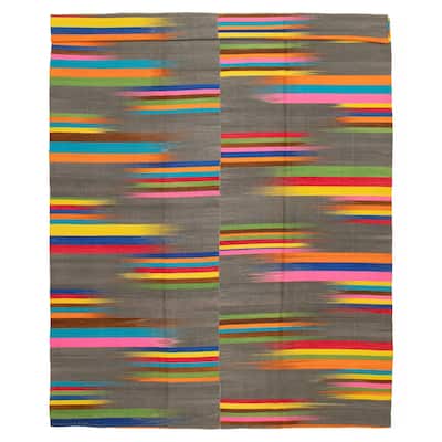 ECARPETGALLERY Flat-Weave Ankara FW Grey Wool Kilim - 9'8 x 13'0