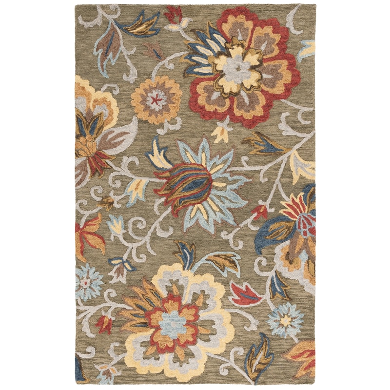 SAFAVIEH Handmade Blossom Chisato Contemporary Wool Rug - 8' x 10' - Green/Red