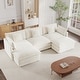 preview thumbnail 122 of 162, Cloud Chenille Upholstered Modular Sectional Sofa with DIY Combination Design White 3-Seater Sofa+Ottomans*2