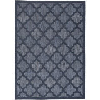 HomeRoots 6' X 9' Navy Blue Geometric Flatweave Area Rug - 6' x 9 ...