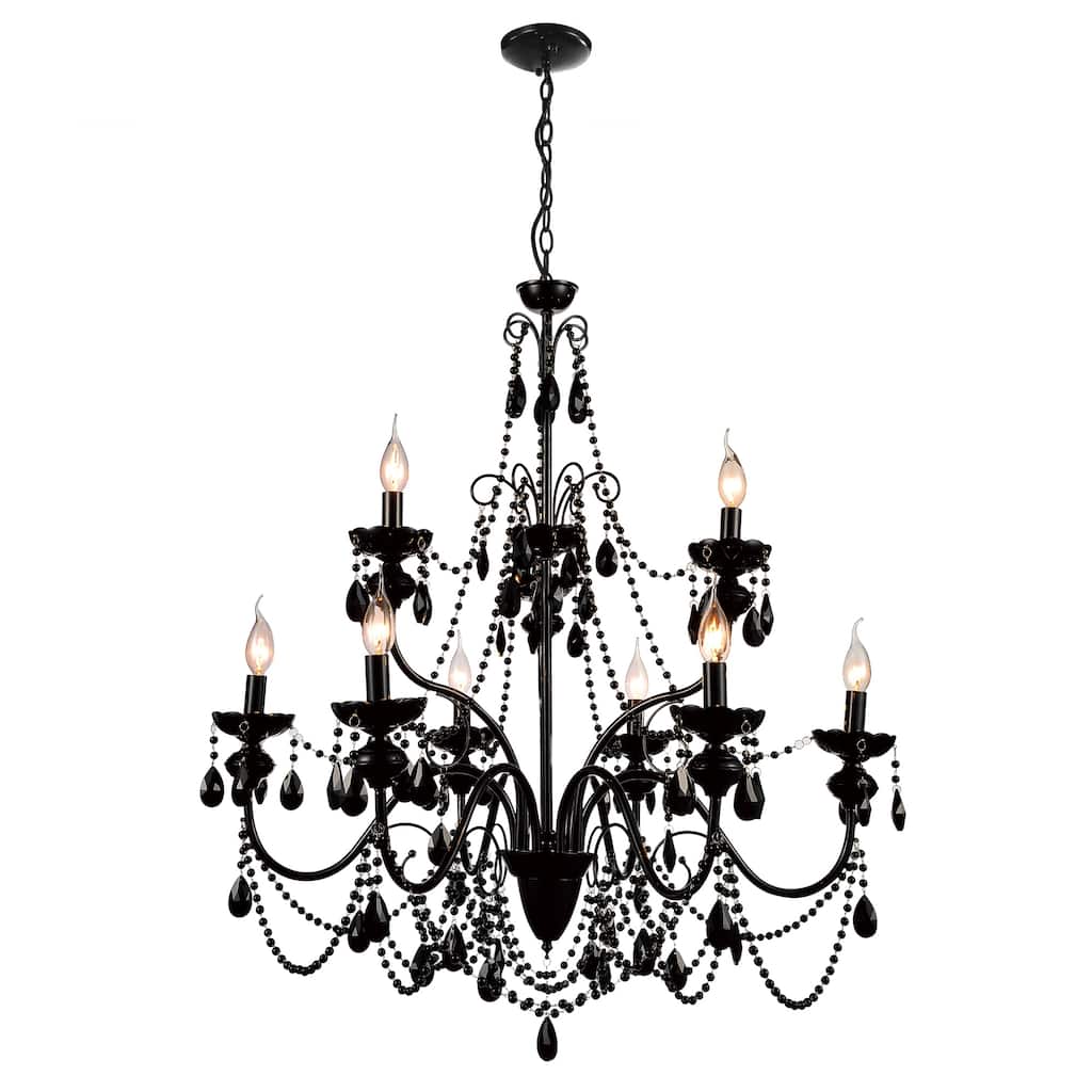 Keen 9 Light 32in Black Chandelier