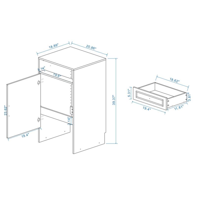 Antique White 39.37 in. H Accent Cabinet with 1 Drawer