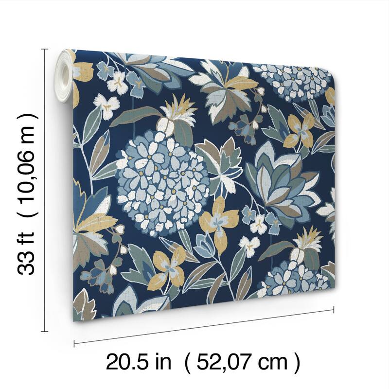 A-Street Prints Valdivian Indigo Floral Wallpaper