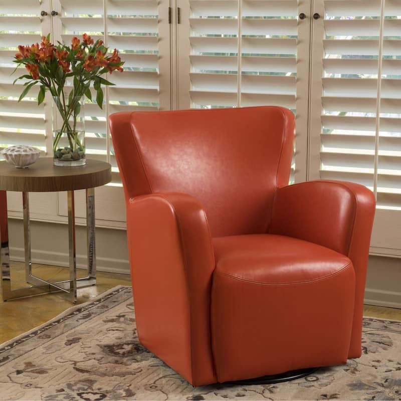 Angelo Bonded Leather Wingback Swivel Club Chair by Christopher Knight Home