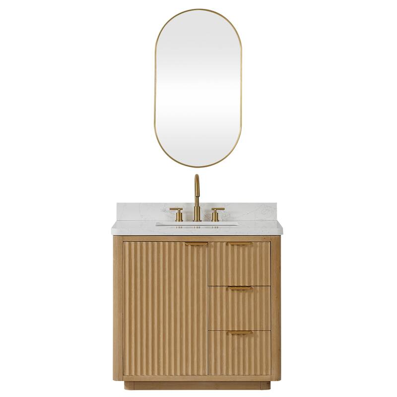 Cadiz Bath Vanity with Composite Stone Top and Mirror