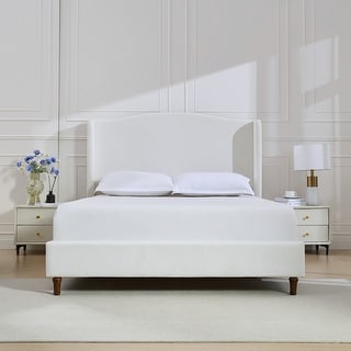 King Size Chenille Hayden Upholstered Wingback Bed