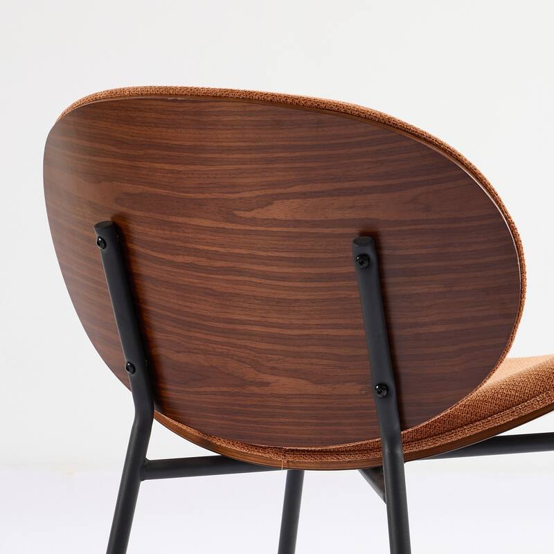 Mid-Century Modern Shell Chair Single Side Chair Tripod,Fabric Lounge Chair In Walnut Finish Comfortable Backrest