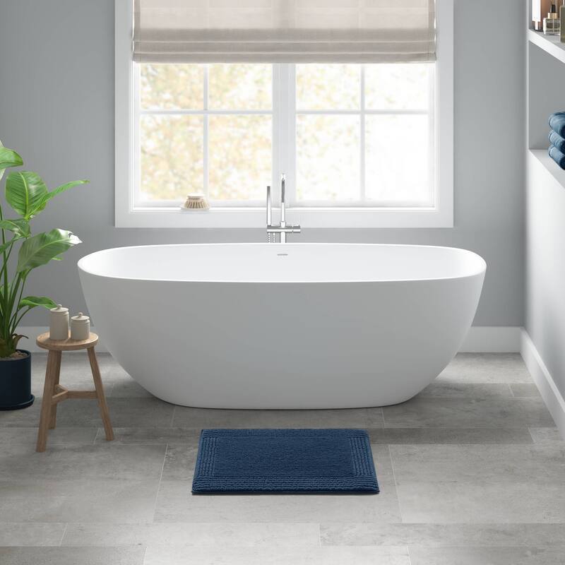 1 PCS 17x24" Cotton Tufted 3000 GSM Reversible Bath Rug Blue