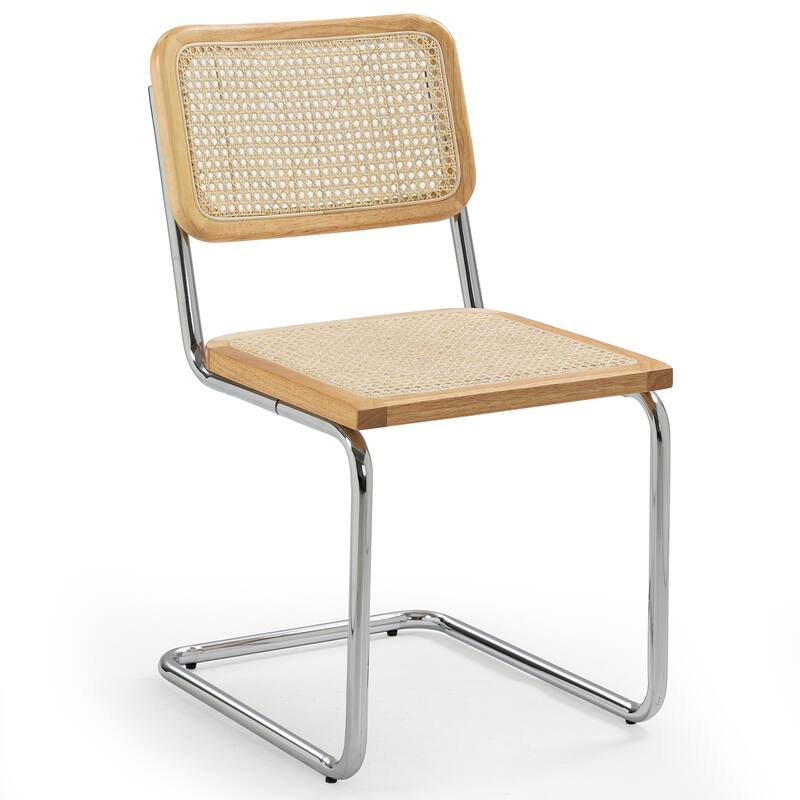 Set of 2 Barnaby Natural Wooden Dining Chair with Chrome Legs