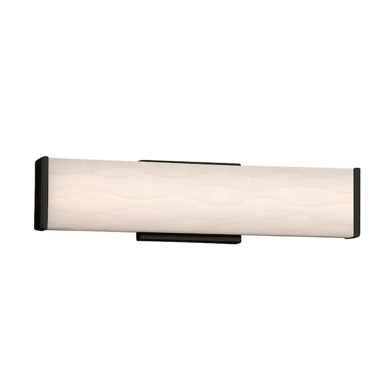 Justice Design Porcelina Latitude 19-inch Matte Black ADA LED Wall/ Bath Bar, Waves Shade