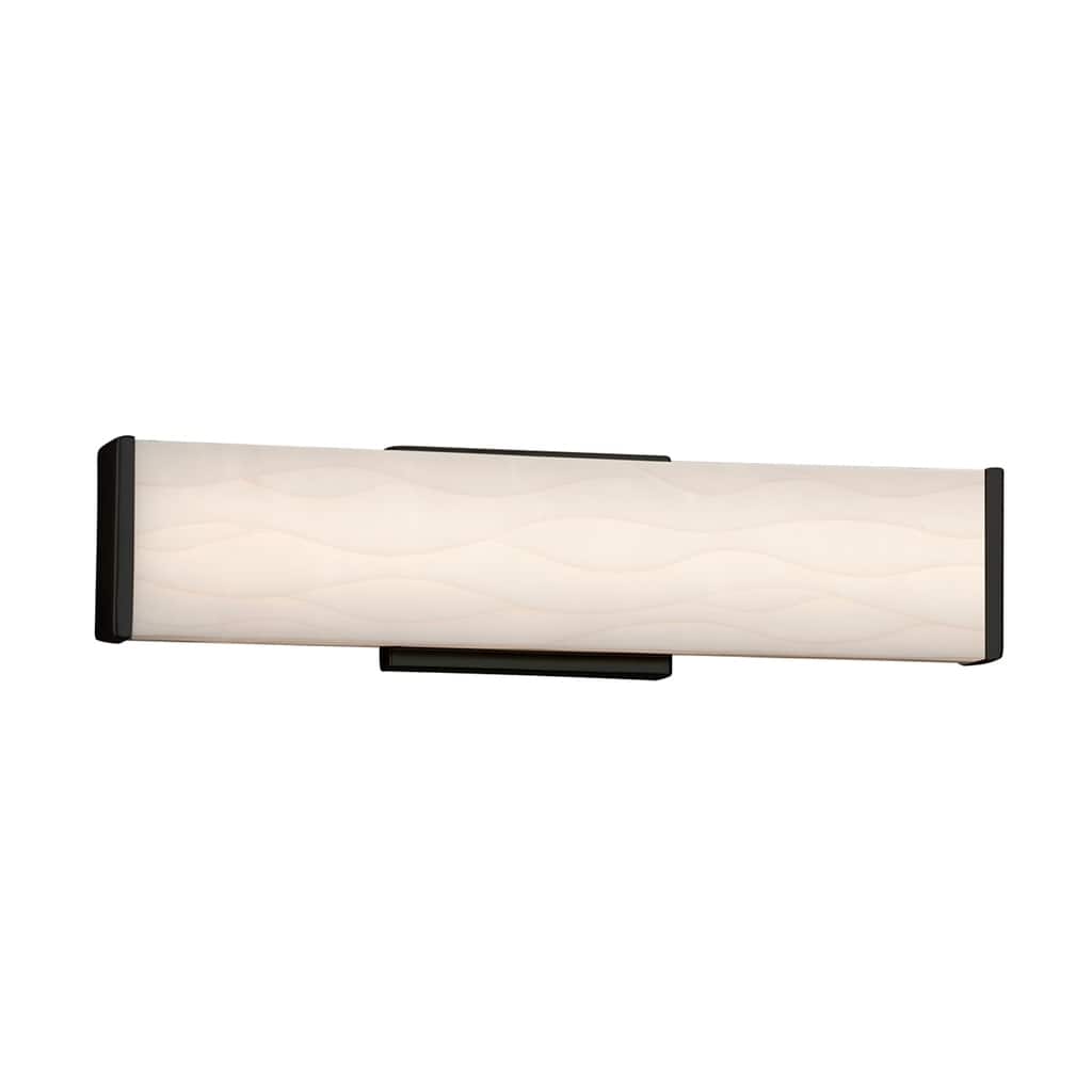 Justice Design Porcelina Latitude 19-inch Matte Black ADA LED Wall/ Bath Bar, Waves Shade