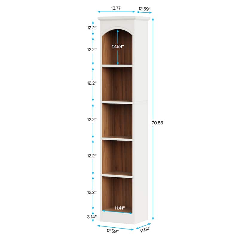 70.9 Inches 5-tier Tall Narrow Bookcase Cube Bookshelf with Storage