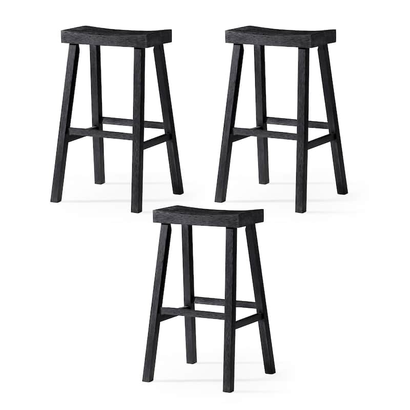 Maven Lane 31" Vincent Bar Height Kitchen Stool - Antiqued Black - Set of 3