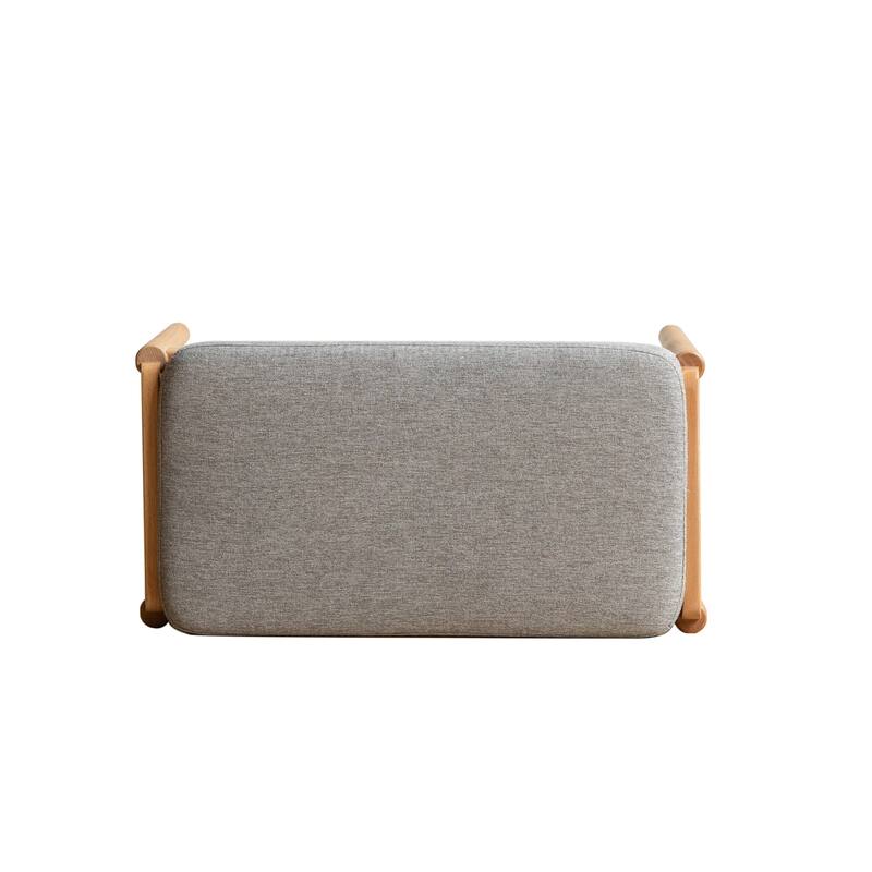 Natural Solid Wood Shoe Bench, Mid-Century Modern Storage Bench with High Rebound Sponge Cushion for Entryway and Living Spaces