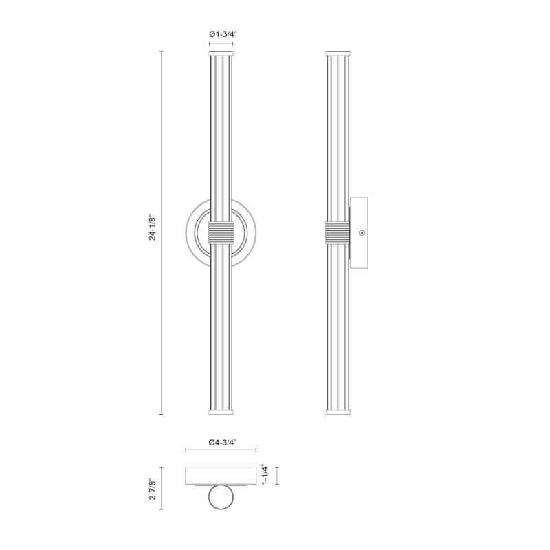 Alora Lighting WV509024-UNV Elsie 2 Light 24" Tall LED Bath Bar
