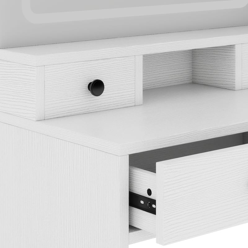 Moasis 64.9'' Makeup Vanity Desk Set with Drawers Storage Dresser & LED Lighted Mirror