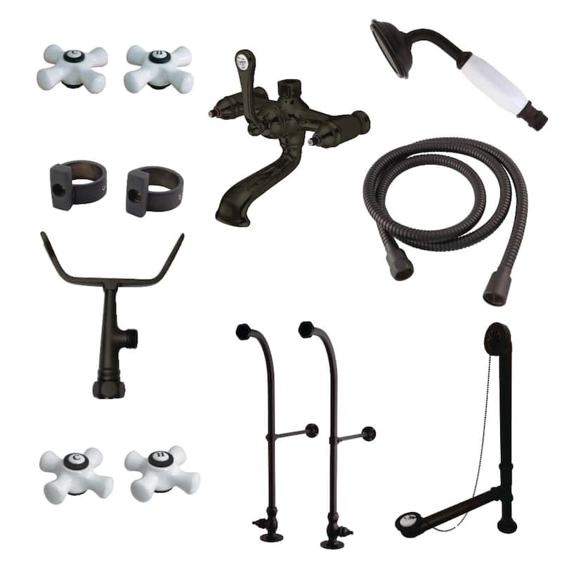Kingston Brass Vintage Floor Mounted Clawfoot Tub Filler with Built-In - Oil Rubbed Bronze