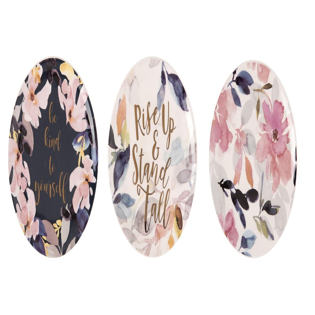 Transpac Ceramic Inspirational Dish Set of 3 Spring Home Decorations