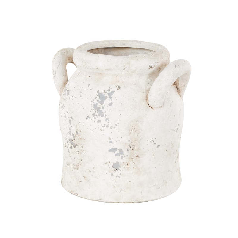Ceramic Antique Style Distressed Vase with Handles - Cream or Pink - Roche River Decor