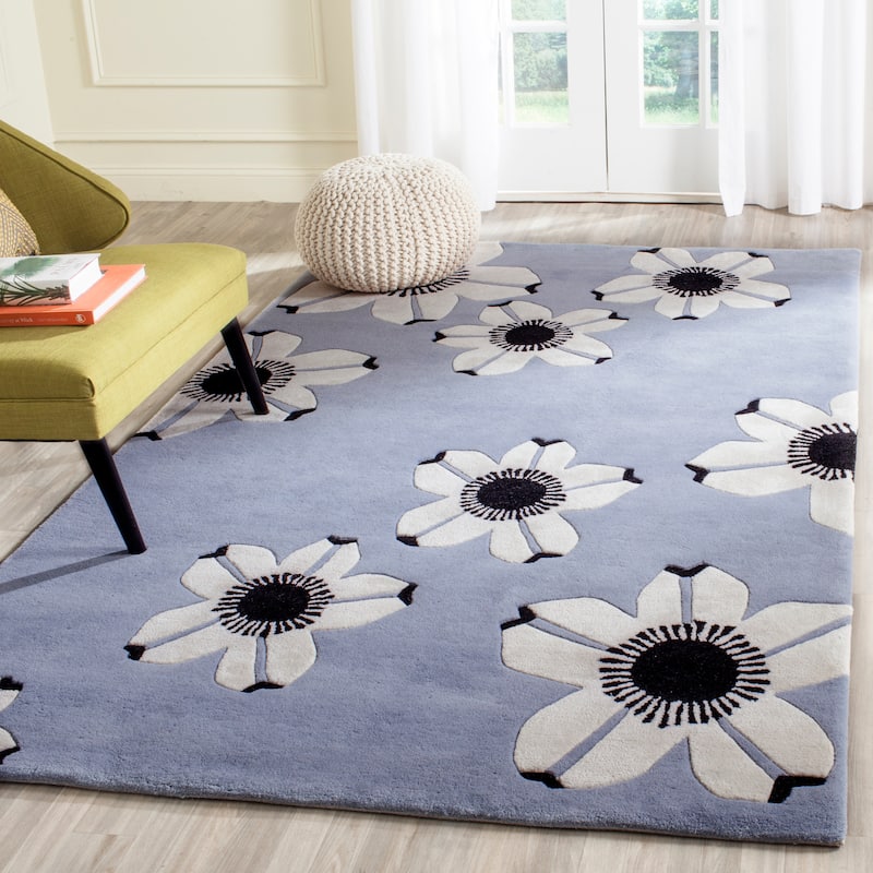 SAFAVIEH Handmade Allure Kondzha Modern Floral Wool Rug - 4' x 6' - Blue