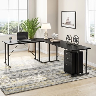 L Shaped Home Office Desk with File Cabinet - Bed Bath & Beyond - 32973971