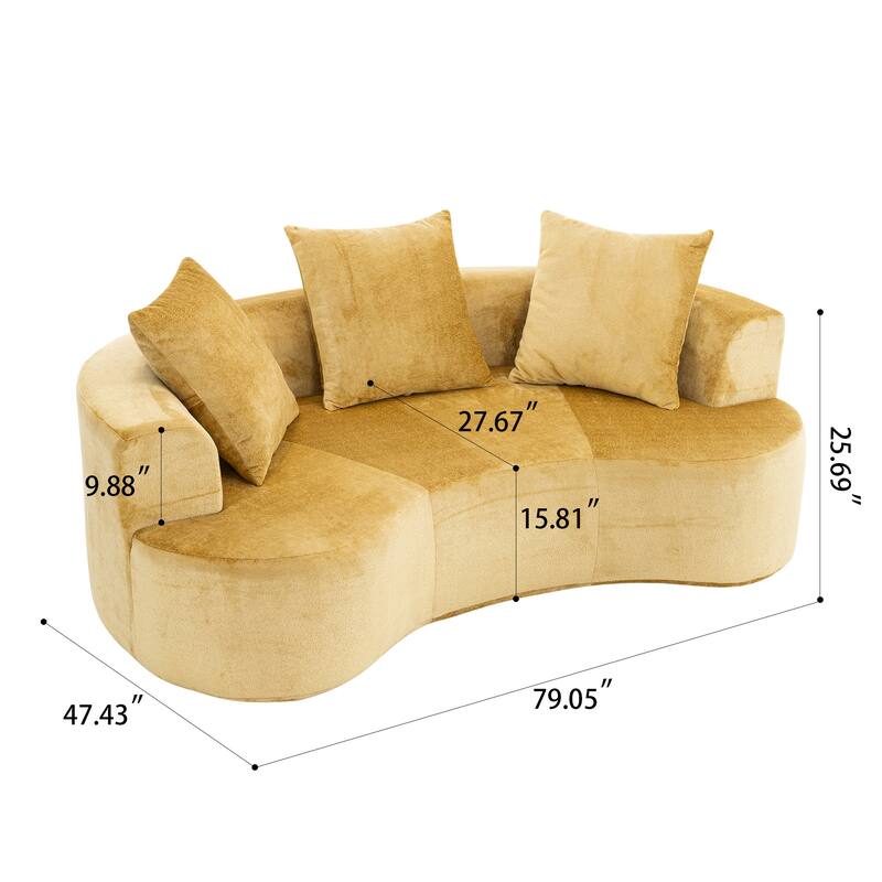 Moon Shaped Sleeper Sofa,Deep Seat Cat Waist Design,No Assembly Needed