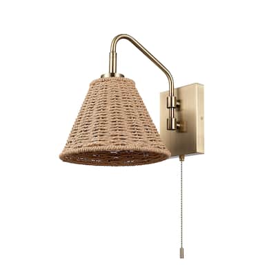 Globe Electric 91006589 Etienne 11" Tall Wall Sconce with Rattan Shade