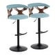 preview thumbnail 14 of 141, Carson Carrington Viby Adjustable Bar Stool with Rounded T Footrest (Set of 2) Teal Fabric/Walnut Wood/Black Metal