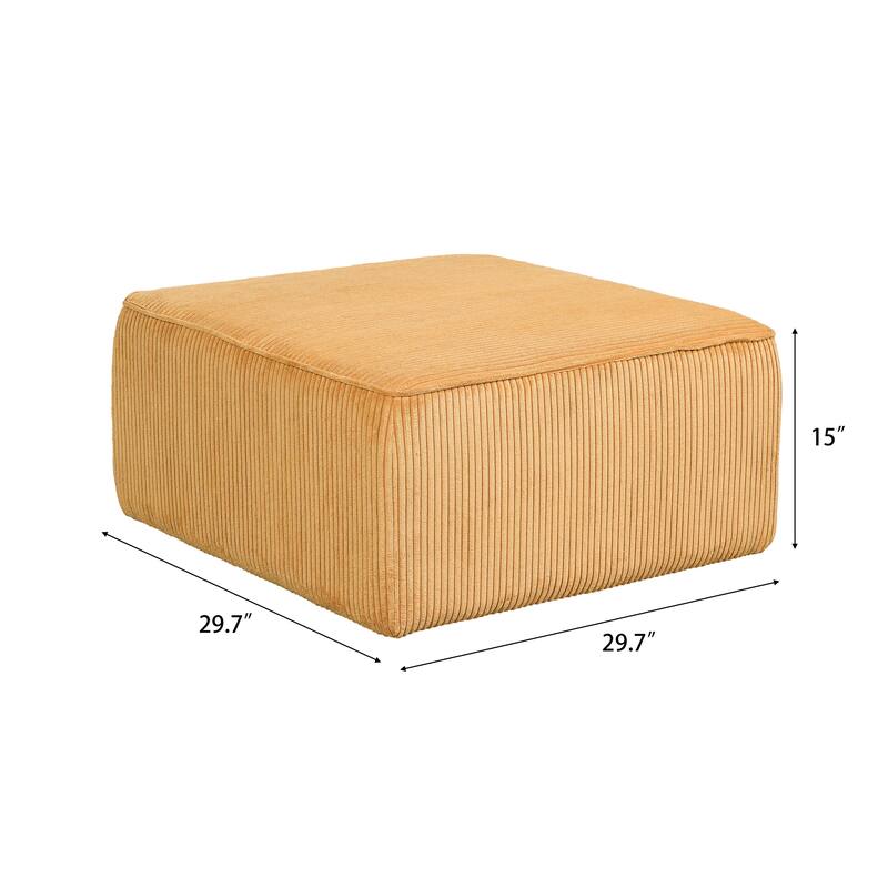 Christopher Knight Home - Modern Upholstered Corduroy Square Ottoman for Living Room with Plush Foam Cushion