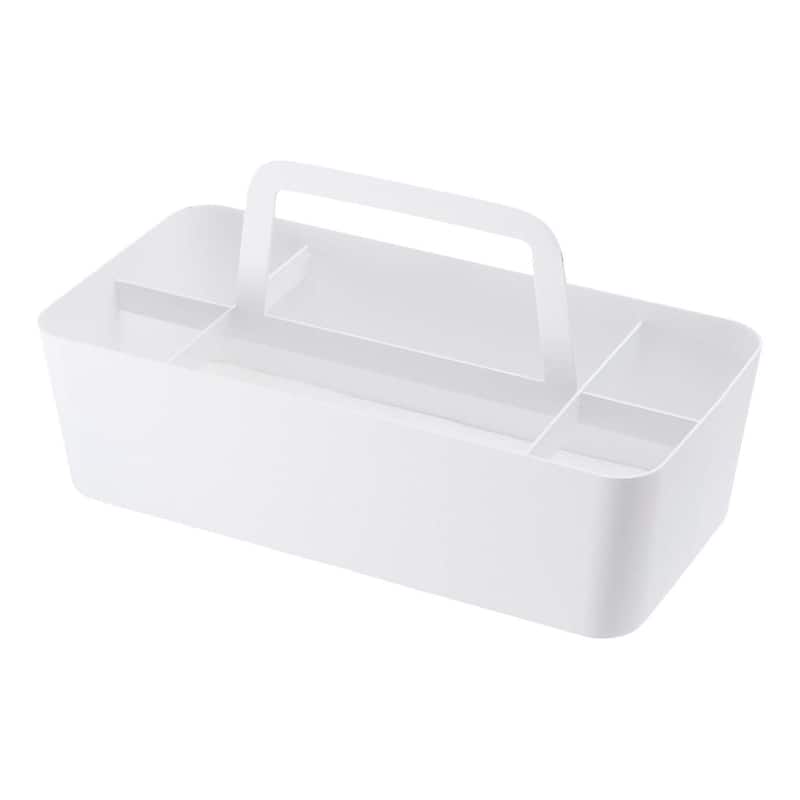 Yamazaki Home Storage Caddy, Steel - L 5.91 x W 11.81 x H 5.91 inches - White