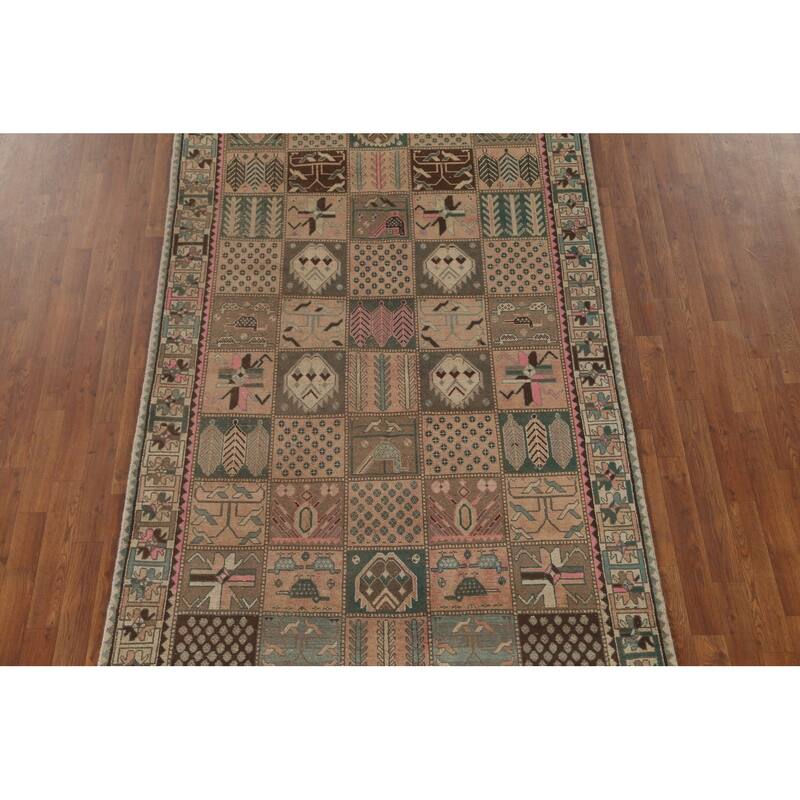 Garden Design Bakhtiari Persian Vintage Rug Hand-Knotted Wool Carpet - 4'10" x 9'2"