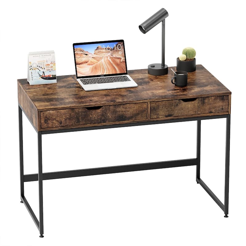 43'' W Home Office Computer Desk with 2 Drawers, Modern Writing Study Desk