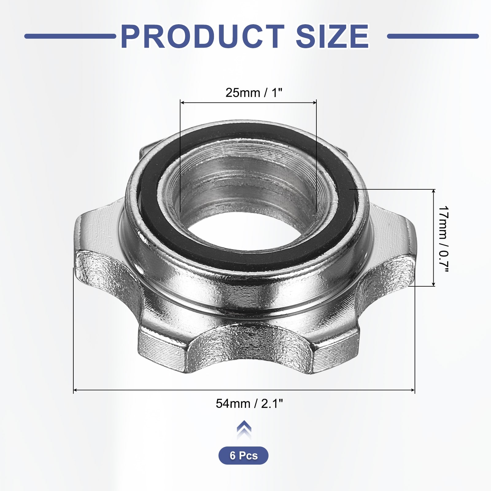 Dumbbell Collars, Barbell Spin Lock Hex Nuts Anti Slip Weight Clip Steel - Silver