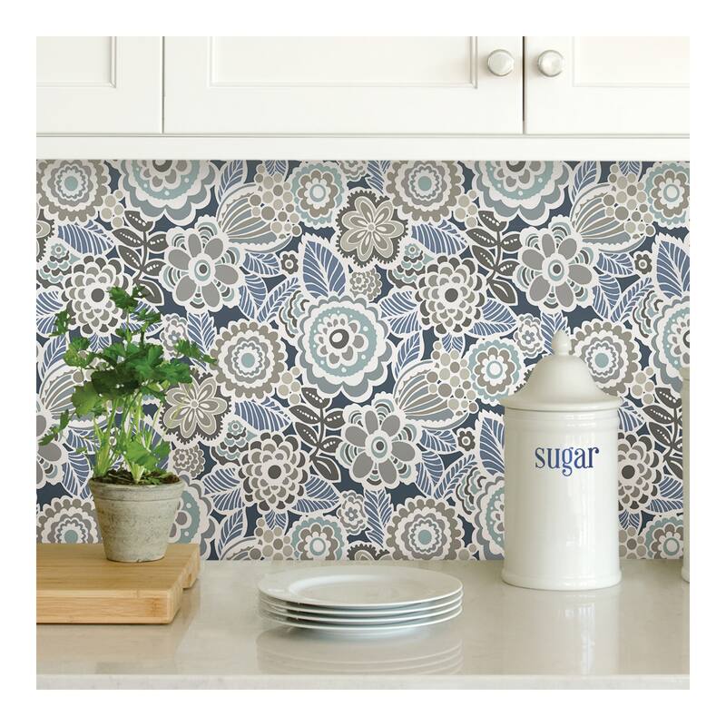 NuWallpaper Dream On Navy Peel & Stick Wallpaper - 216in x 20.5in x 0.025in