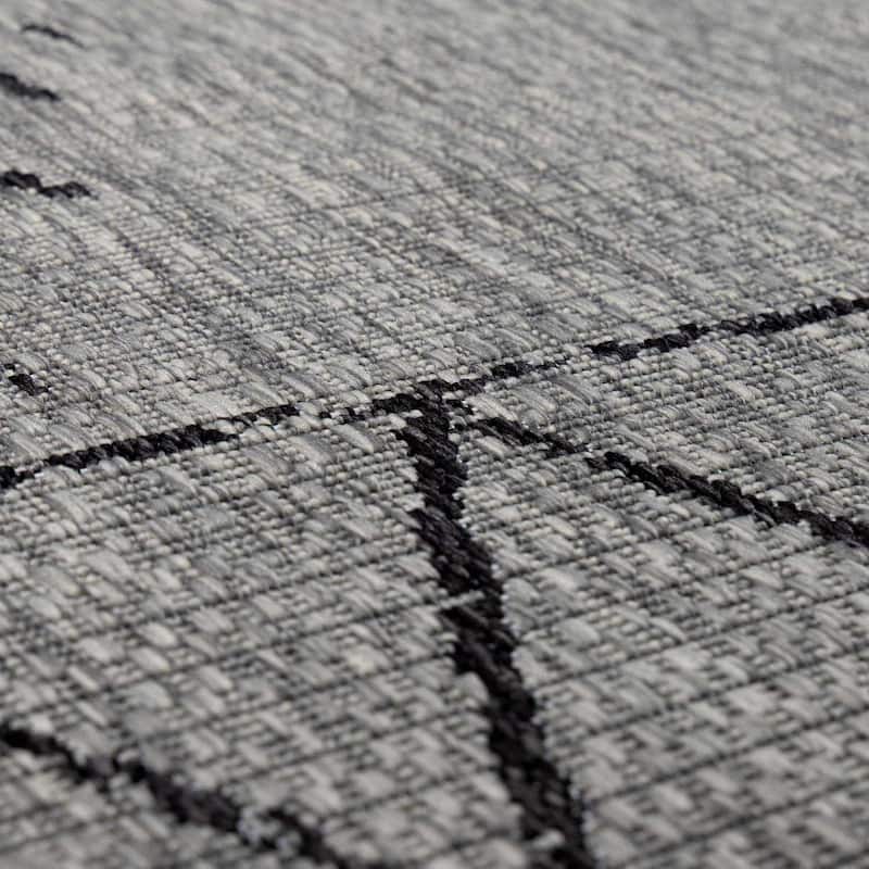 Hauteloom Marwood Living Room, Bedroom Patio Outdoor Area Rug - Black, Charcoal, Taupe - 10' x 14'
