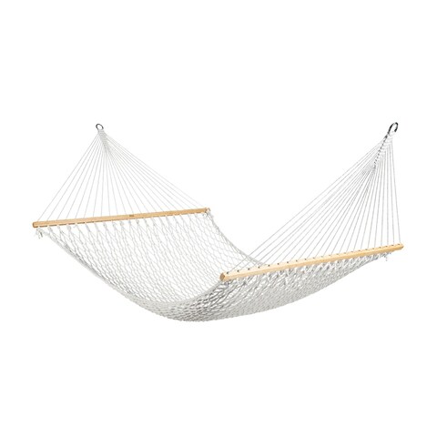 Bliss Hammocks 60" Wide Polyester Rope Hammock w/ Spreader Bars, S Hooks, & Chains Outdoor, Poolside, Patio, Backyard Hammock
