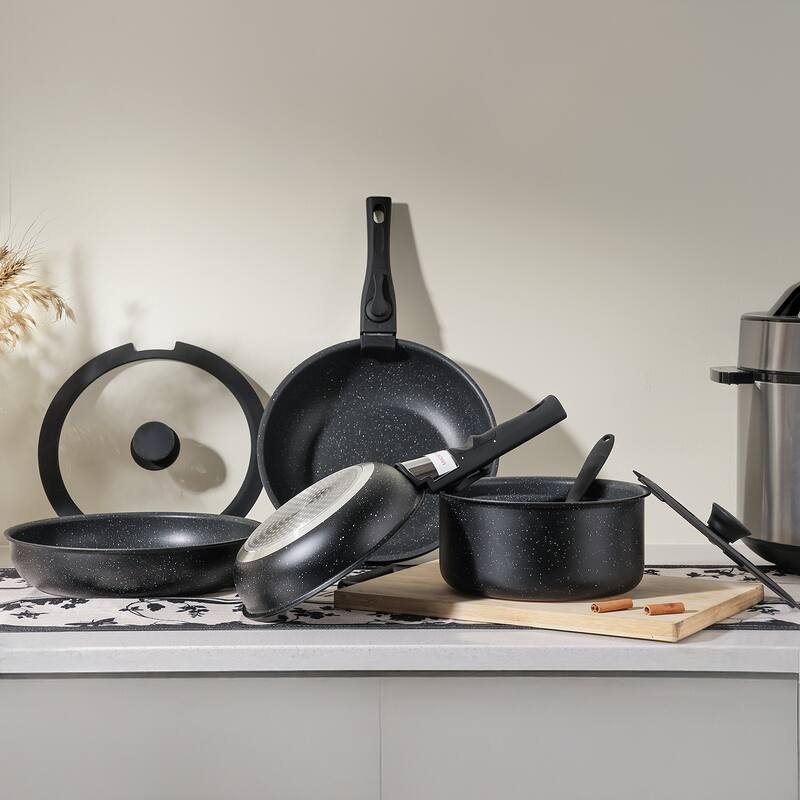 12-Piece Nonstick Pots and Pans Set with Detachable Handle