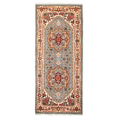 ECARPETGALLERY Hand-knotted Serapi Heritage Light Blue Wool Rug - 2'7 x 5'10
