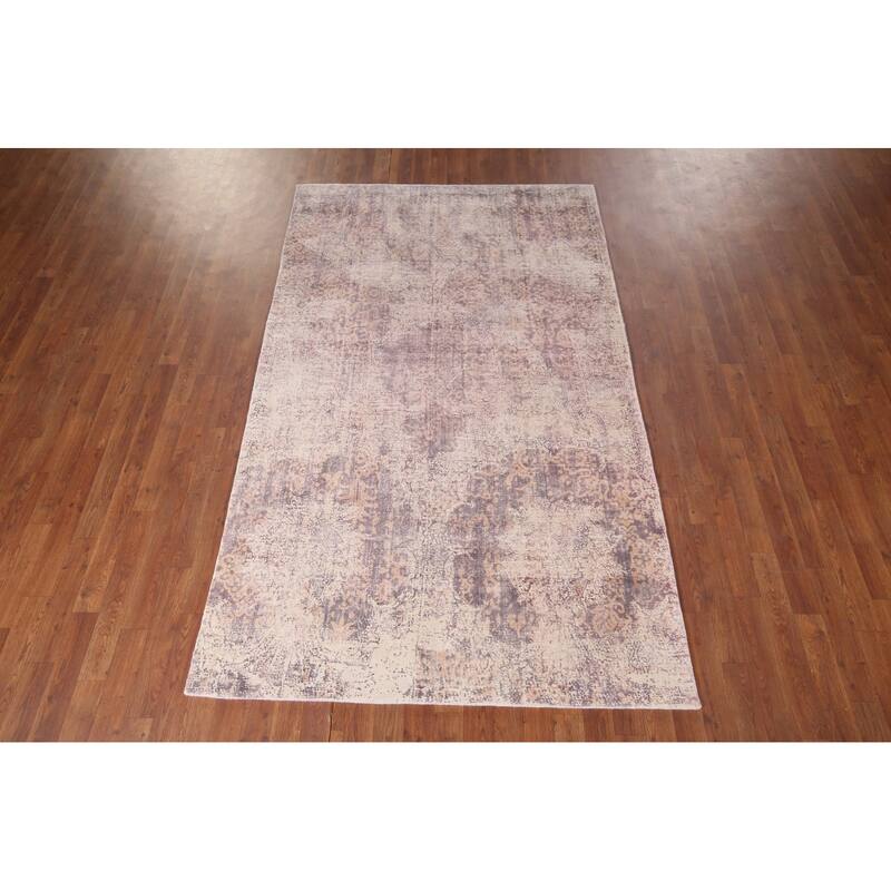 Contemporary Abstract Indian Area Rug Hand-Knotted Wool Carpet - 4'9"x 7'11"