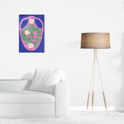Wynwood Studio Canvas Floral and Botanical Floral Vase Blue Purple and Modern & Contemporary Wall Art Canvas Print